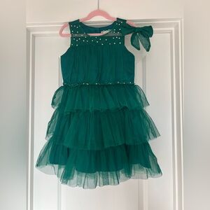 Btween Girls Special Occasion Dress With Bow Clip Green Size 8